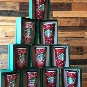 Starbucks ceramic Christmas tumblers lot of 10